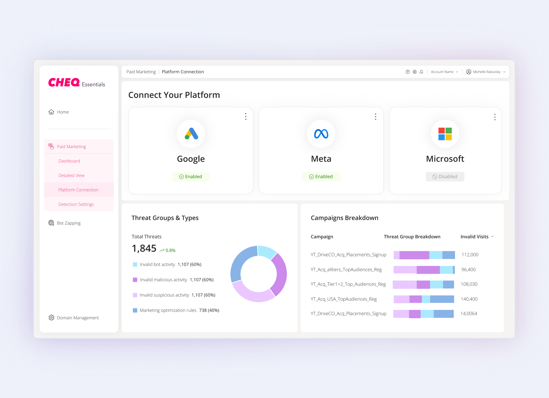 screenshot of CHEQ Essentials